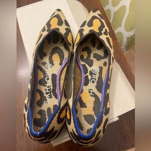 ROTHY’S The Point Big Cat Animal Print Ballet Flat Shoes Slides Size 7